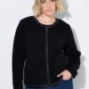 Ζακέτα fleece με φερμουάρ και λεπτομέρειες σε δερμάτινη όψη