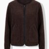 Ζακέτα fleece με φερμουάρ και λεπτομέρειες σε δερμάτινη όψη