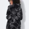 Ζακέτα fleece με κουκούλα και φλοράλ μοτίβο
