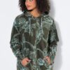 Ζακέτα fleece με κουκούλα και φλοράλ μοτίβο