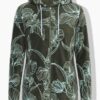 Ζακέτα fleece με κουκούλα και φλοράλ μοτίβο