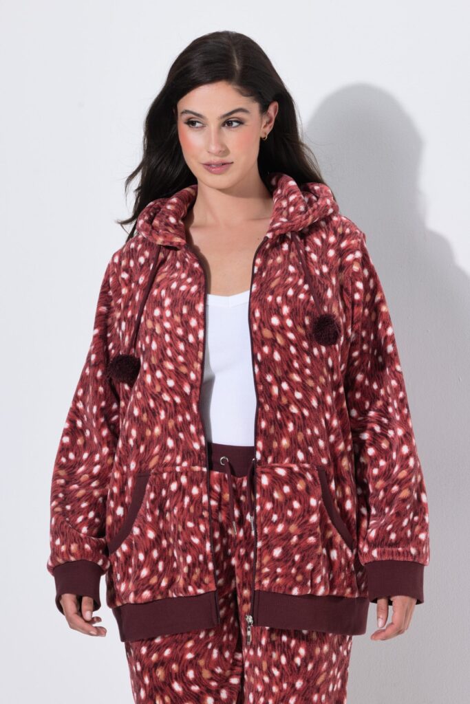 Ζακέτα loungewear με σχέδιο και κουκούλα με κορδόνια