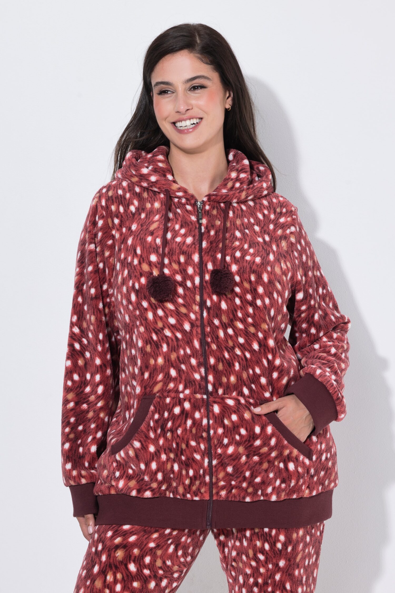Ζακέτα loungewear με σχέδιο και κουκούλα με κορδόνια