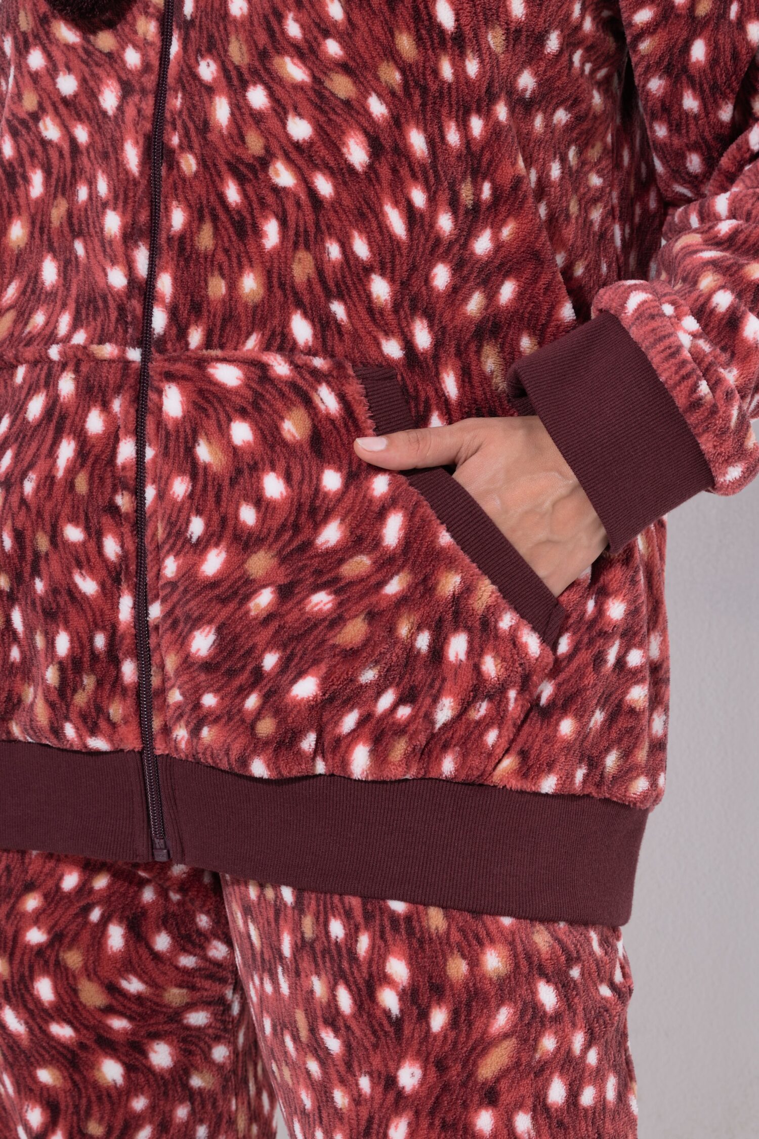 Ζακέτα loungewear με σχέδιο και κουκούλα με κορδόνια